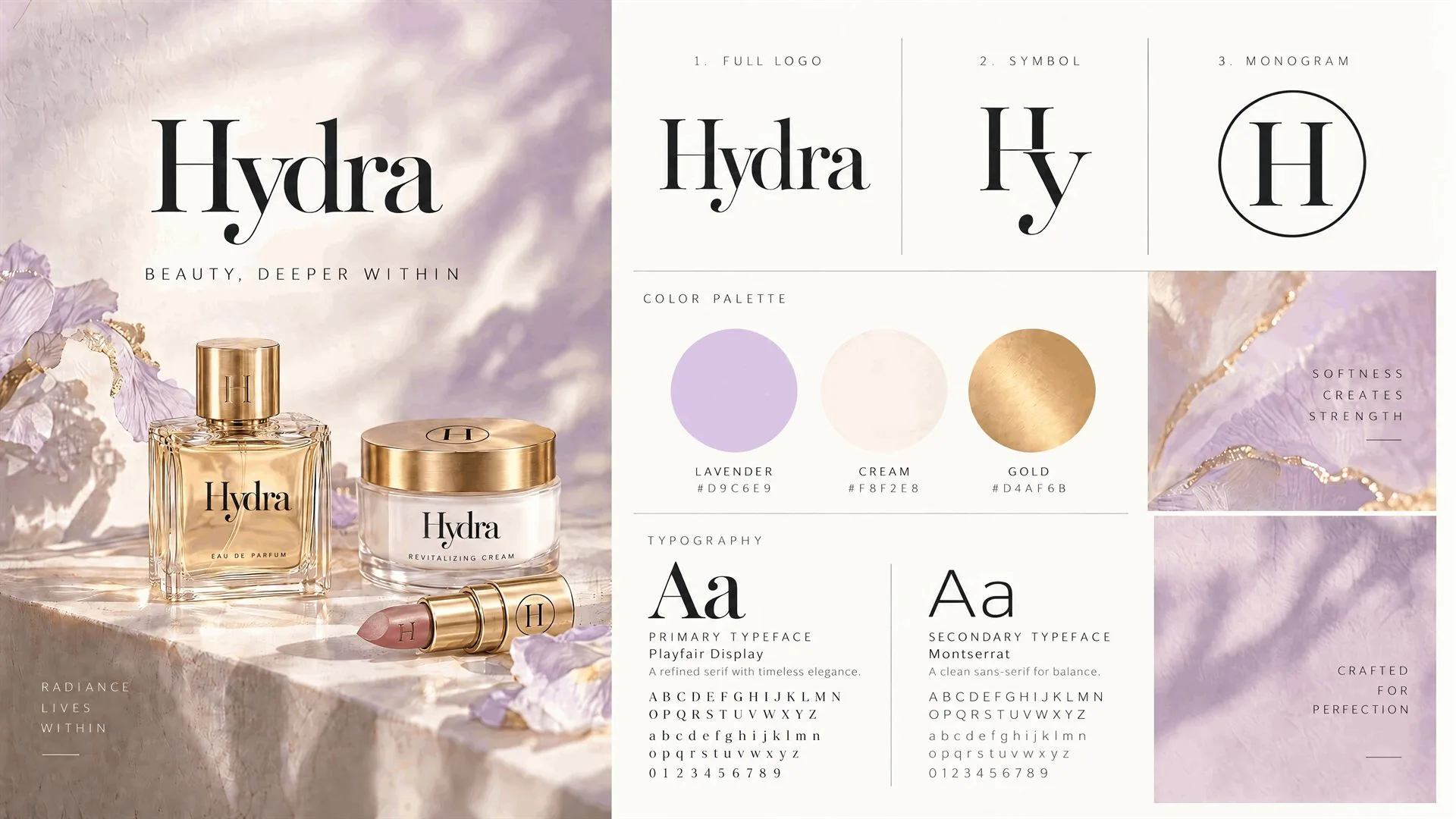 Hydra Brand Identity Kit & Lavender Gold Palette